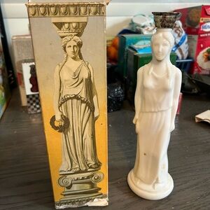 Vintage Avon Skin So Soft Bath Oil Milk Glass Woman Sculpture empty BOTTLE